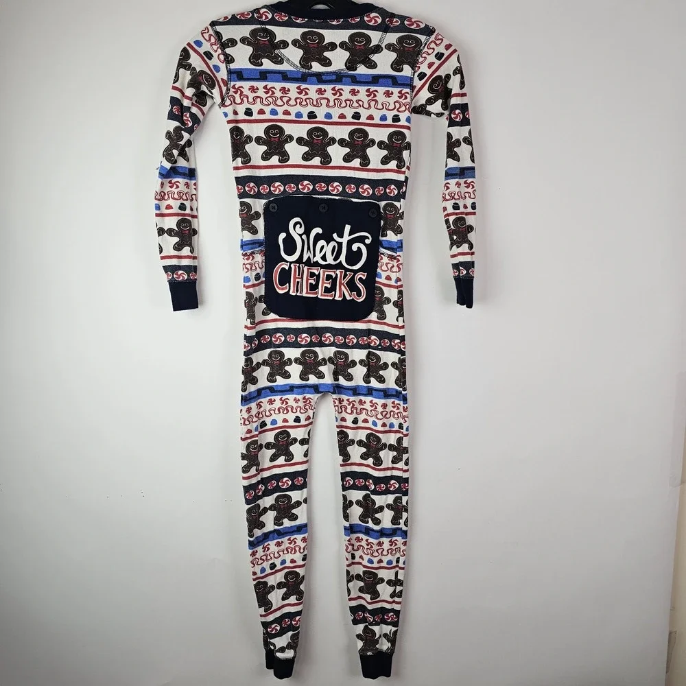 Lazy One Kids Size 8 Pajamas One Piece Cotton Sweet Cheeks Gingerbread Sleepwear